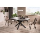 Стол обеденный SIGNAL PORTO Ceramic темно-серый мрамор/черный мат 120-160/120